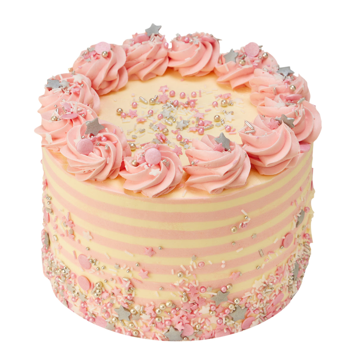 Rose pink vertical stripe cake | Australian Women's Weekly Food