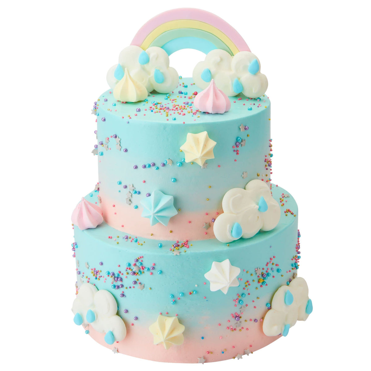 Cream Fantasy Cloud Cake + Girl on Unicorn Rainbow Toppers | Delcie's  Desserts and Cakes